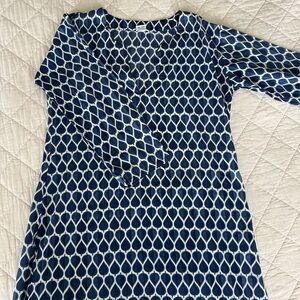 Blue and White Geometric Pattern Beach Coverup size S